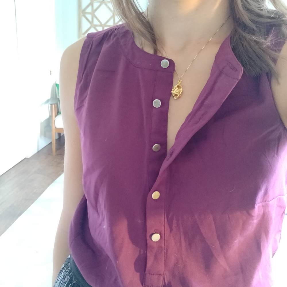 Sleeveless Half Button Blouse